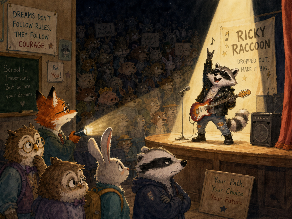 A spotlight on one winner while thousands of losers sit in shadow