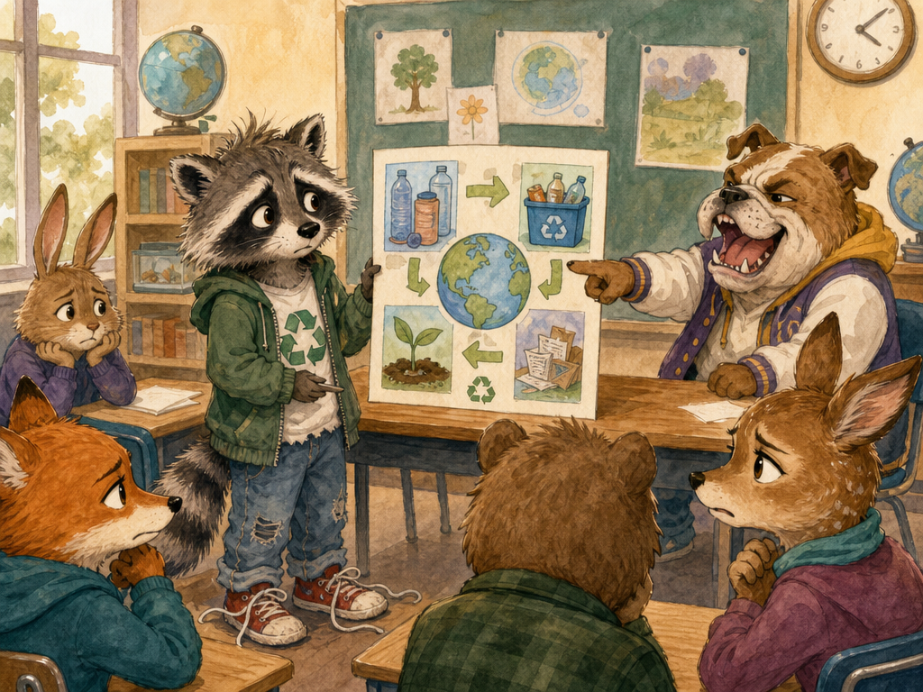 Ad Hominem - A bulldog attacks a raccoon personally instead of their argument